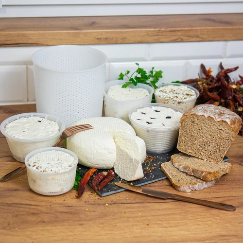 Käseform für Ricotta, Durchmesser 6,5/10,5 cm für 400 g - 6 ['Käseform', ' Käseherstellung', ' Ricotta', ' wie wird Käse hergestellt', ' hausgemachter Käse', ' Labkäse', ' Form für Labkäse']