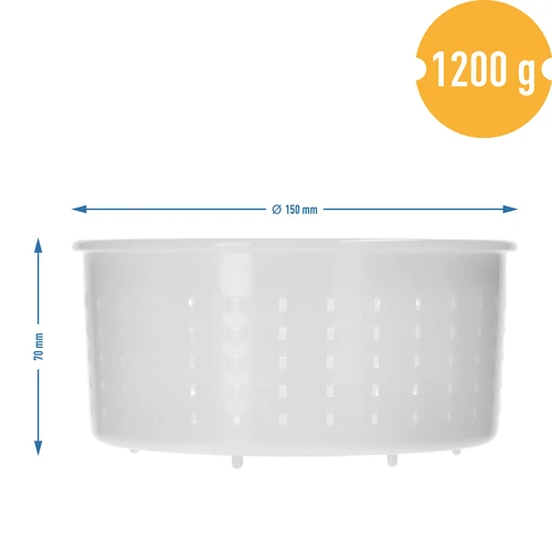 Käseform Zylinder 15 x 7 cm für 1200 g - 7 ['Käseform', ' Zylinderform', ' Käse', ' hausgemachter Käse', ' Käseformen', ' hausgemachter Käse', ' Form für Käse', ' Käseherstellung', ' wie macht man Käse', ' für Käse', ' Labkäse']