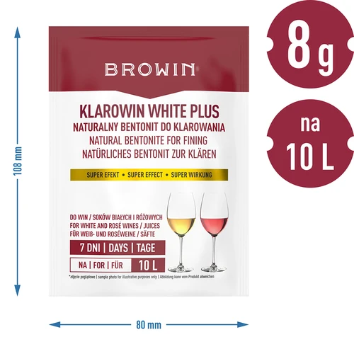 Klarowin White Plus - Klärmittel 8 g - 5 ['Klärmittel für Wein', ' Klärmittel', ' Klarowin für Wein', ' zum Klären von Wein', ' Zubehör für die Weinbereitung', ' hausgemachter Wein', ' Weißwein', ' Roséwein', ' zum Klären von Säften', ' Klären von Säften']