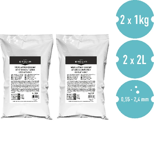 Kokos Aktivkohle 1 kg x 2 - Set - 2 ['Aktivkohle', ' Steinkohle', ' Steinkohle', ' Kohledestillation', ' Kohle zur Destillation von Mondschein', ' Destillation durch Aktivkohle', ' Alkoholdestillation', ' Coobra']