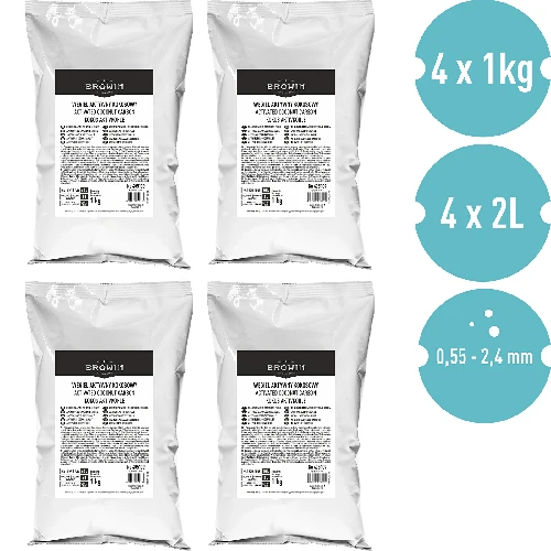 Kokos Aktivkohle 1 kg x 4 – Set - 2 ['Aktivkohle', ' Steinkohle', ' Steinkohle', ' Kohledestillation', ' Kohle zur Destillation von Mondschein', ' Destillation durch Aktivkohle', ' Alkoholdestillation', ' Coobra']