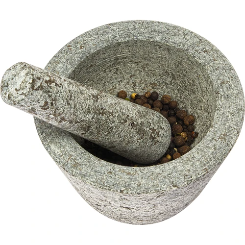 Küchenmörser aus Granit - 13 cm - 2 ['Mörser aus Granit', ' Mörser mit Stößel', ' Steinmörser', ' Mörser aus Stein', ' Küchenmörser', ' Mörser für Kräuter']