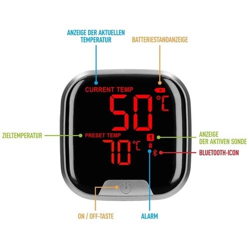 Küchenthermometer mit Bluetooth, 2 Sonden - 7 ['Küchenthermometer', ' Lebensmittelthermometer', ' zum Kochen', ' zum Räuchern', ' zum Backen', ' Fleischthermometer', ' Kuchenthermometer', ' Thermometer mit Bluetooth', ' universelles Thermometer', ' bestes Küchenthermometer', ' Thermometer mit Sonde', ' Thermometer mit App', ' Geschenkidee']