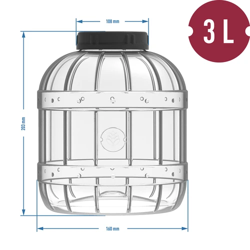 Mehrzweck-Behälter 3L, schwarzem Schraubverschluss - 3 ['Einmachgläser', ' Einmachgläser', ' Einweckgläser', ' Likörgläser', ' 3 l Gläser', ' zertifizierte Einmachgläser', ' unzerbrechliche Gläser', ' Mehrzweckgläser', ' Multifunktionsgläser', ' Einmachgläser', ' unzerbrechliche Gläser']