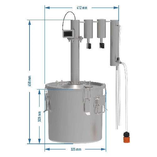 Modularer Destillator 18 L Munin - 13 ['destillationsanlage', ' destilliergerät aus rostfreiem stahl', ' elektrisches destilliergerät', ' destillationsapparat', ' wasserdestilliergerät', ' destilliertes wasser', ' prismatische quelle', ' browin destilliergerät', ' alkoholbrenner', ' ätherische öle', ' Kondensator 2 Abscheider']