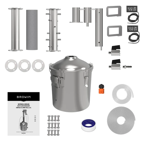 Modularer Destillator Convex 30 L - Torpedo, „Kalte Finger“ - 3 ['Browin-Destillator', ' modulare Destillatoren', ' Destillator mit Absatzbehälter', ' modularer Destillator', ' Absatzbehälter für Destillator', ' reines Destillat', ' Destillier-Set', ' gewölbter Deckel', ' Deckel vom Typ Convex', ' Destillationsbehälter mit Deckel', ' ausbaubares Destillier-Set', ' Destillation auf verschiedenen Wärmequellen', ' Kalte-Finger-Modul', ' Kalte-Finger-Rückfluss', ' Destillator Torpedo', ' Destilliersäule']