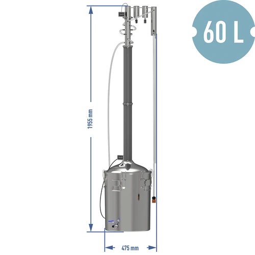 Modularer Destillator Convex elektrisch 60 L - Perun XXL - 16 ['Browin-Destillator', ' modulare Destillatoren', ' Destillator mit Absatzbehälter', ' modularer Destillator', ' Absatzbehälter für Destillator', ' reines Destillat', ' Destillier-Set', ' gewölbter Deckel', ' Deckel vom Typ Convex', ' Destillationsbehälter mit Deckel', ' ausbaubares Destillier-Set', ' Destillation auf verschiedenen Wärmequellen', ' Destillator 60 L', ' Kalte Finger']