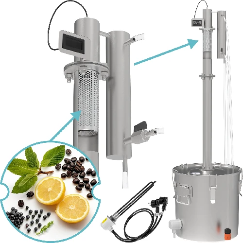 Modularer Destillator für die Aromatisierung von Destillaten 30 L – elektrisch - 2 ['Elektrodestillator', ' Destillator Browin', ' Aromatisierung von Alkoholen', ' Aromatisierer', ' Gin', ' Absinth', ' für Obstalkohole', ' ätherische Öle', ' Destillator für Kräuter', ' Destillator zur Aromatisierung']