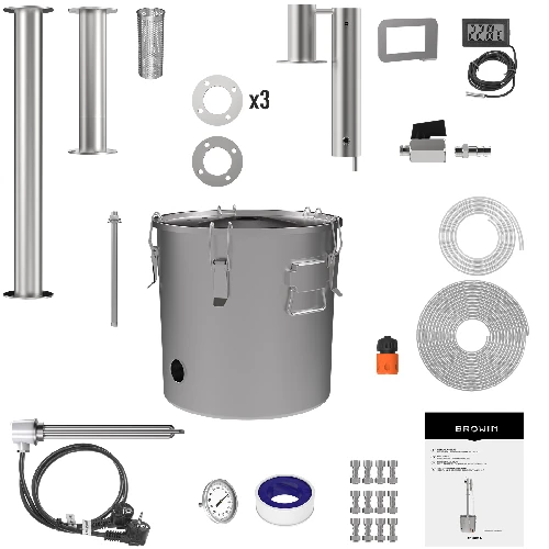 Modularer Destillator für die Aromatisierung von Destillaten 30 L – elektrisch - 4 ['Elektrodestillator', ' Destillator Browin', ' Aromatisierung von Alkoholen', ' Aromatisierer', ' Gin', ' Absinth', ' für Obstalkohole', ' ätherische Öle', ' Destillator für Kräuter', ' Destillator zur Aromatisierung']