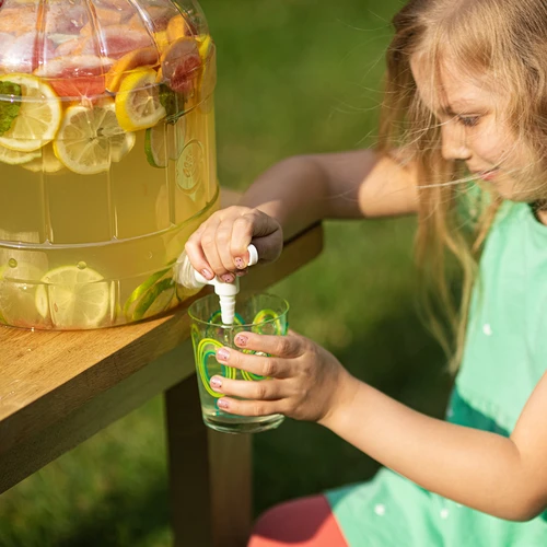 Multifunktionsglas mit Hahn 3 L - 10 ['PET-Glas', ' Kunststoff-Glas', ' Plastikglas', ' Mehrzweckglas', ' nichtsplitterndes Glas', ' Glas mit Hahn', ' Limonadenglas', ' Glas mit Schraubverschluss und Stöpsel', ' Limonade', ' Punsch', ' Abgießen']