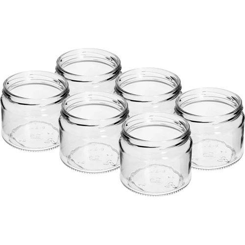 Niedriges Glas 330 ml - mit kariertem Schraubverschluss fi 82/6, 6 St. - 4 ['niedriges Glas', ' Glas aus Glas', ' Glas 330 ml', ' Twist-Off-Schraubverschluss', ' Marmeladeglas', ' Behälter zur Aufbewahrung', ' hausgemachte Einmachprodukte', ' Glas für Heringe', ' Glas für Salate', ' Glas für Desserts']