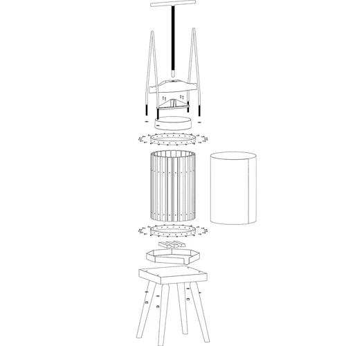 Obstpressrahmen mit Holzkorb, 10 L - 4 ['Obstpressrahmen', ' Rahmenpresse', ' Obstentsafter', ' Fruchtpresse', ' Saftpresse', ' Saftpressen aus Obst', ' beste Obstpresse', ' empfohlene Obstpresse', ' praktische Obstpresse', ' Hausweinbereitung', ' gepresster Saft', ' Verarbeitungszubehör', ' zum Saftpressen', ' manuelle Obstpresse', ' zum Saft keltern', ' Weinpressen', ' Presse mit Holzkorb', ' Holzobstpresse']