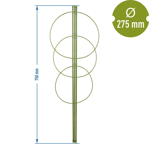 Pflanzenstütze, 3 Ringe - 0,75m - 2 ['Pflanzenringe', ' Pflanzenring', ' Stützring für Pflanzen', ' Stützringe für Pflanzen', ' Stützring für Rankenpflanzen', ' Stützringe für Pflanzen Castorama', ' Stützringe für Gartenpflanzen', ' Stützringe für Topfpflanzen']