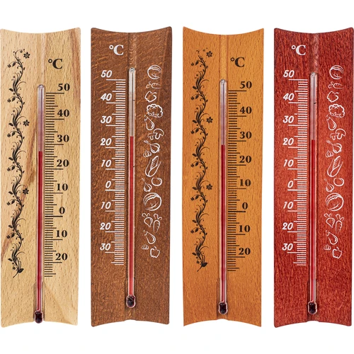 Raumthermometer mit Muster (-20°C bis +50°C) 15cm mix - 2 ['Innenthermometer', ' Raumthermometer', ' Heimthermometer', ' Thermometer', ' Raumthermometer aus Holz', ' Thermometer mit lesbarer Skala', ' Thermometer mit verstärkter Kapillare']