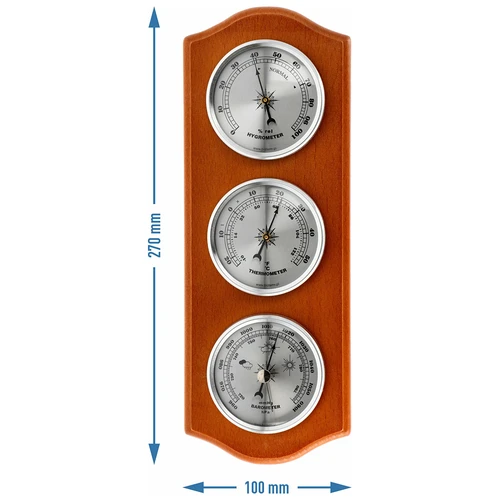 Retro-Wetterstation - honigfarben mit silbernen Ziffernblättern - 5 ['Retro-Wetterstation', ' Messung von Temperatur', ' Druck', ' Luftfeuchtigkeit', ' Komfort zu Hause', ' stilvolle Wetterstation', ' Drei-in-Eins-Multifunktionswetterstation', ' elegante Wetterstation', ' welche Wetterstation wählen', ' traditionelle Wetterstation', ' Wetterstation mit Holzgehäuse', ' Wetterstation honigfarben', ' Thermometer als Geschenk', ' Druckmesser', ' Luftfeuchtigkeitsmesser', ' Hygrometer', ' genaues Thermometer', ' Hygrometer mit Thermometer', ' Wand-Wetterstation', ' womit die Raumtemperatur messen', ' Retro-Thermometer', ' Wetterstation aus Holz', ' Wetterstation mit silbernen Zifferblättern']