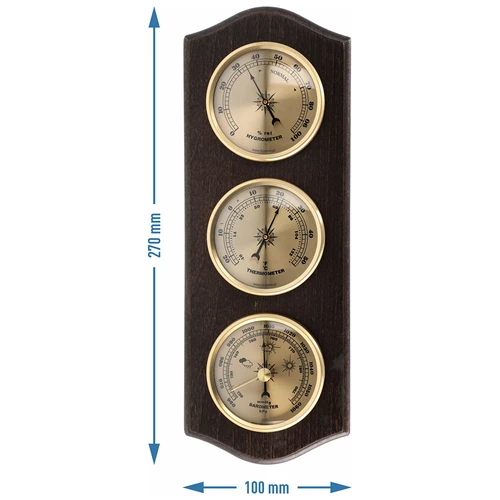 Retro-Wetterstation - nussfarben mit goldenen Ziffernblättern - 5 ['Retro-Wetterstation', ' Messung von Temperatur', ' Druck', ' Luftfeuchtigkeit', ' Komfort zu Hause', ' stilvolle Wetterstation', ' Drei-in-Eins-Multifunktionswetterstation', ' elegante Wetterstation', ' welche Wetterstation wählen', ' traditionelle Wetterstation', ' Wetterstation mit Holzgehäuse', ' Wetterstation nussfarben Holz', ' Thermometer als Geschenk', ' Druckmesser', ' Luftfeuchtigkeitsmesser', ' Hygrometer', ' genaues Thermometer', ' Hygrometer mit Thermometer', ' Wand-Wetterstation', ' womit die Raumtemperatur messen', ' Retro-Thermometer', ' Wetterstation aus Holz', ' Wetterstation mit goldenen Zifferblättern']