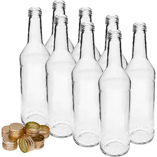 Schlichte Wodkaflasche 500 ml mit Schraubverschluss - 8 Stück - 3 ['Flaschen mit Schraubverschluss', ' Flasche mit Schraubverschluss', ' Monopolwodka-Flasche', ' Monopolwodka-Flaschen', ' Flasche für Wodka', ' Flaschen für Wodka', ' Flasche für Saft', ' Flaschen für Saft', ' Flasche für Likör', ' Flaschen für Likör', ' Flaschen für Spirituosen', ' Flasche für Spirituosen', ' goldene Schraubverschlüsse', ' weiße Flasche', ' verschraubbare Flasche', ' verschraubbare Flaschen']