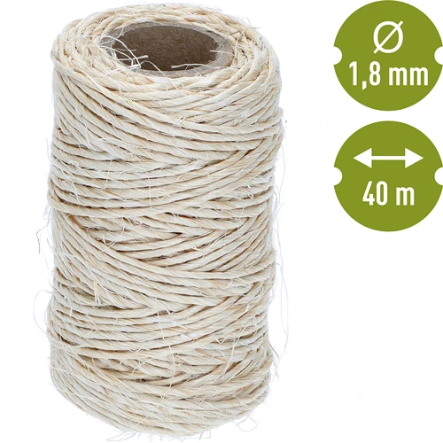 Sisalschnur 1,8 mm / 45 m / 100 g - 4 ['Schnur aus Sisal', ' Sisalschnur', ' Schnur für Tomaten', ' Schnur für Gurken', ' natürliche Schnur', ' Ökoschnur', ' Schnur für Makramee', ' Bindschnur', ' Schnur zum Basteln']