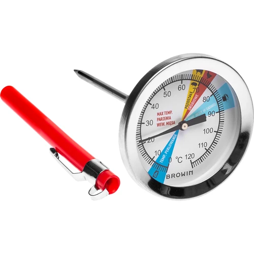 Thermometer für 0,8 kg Schinkenkochtopf (0°C bis +120°C) 9,0cm  - 1 ['Thermometer für Fleisch', ' für den Schinkenkocher', ' Schinkenkocher', ' Thermometer für das Brühen von Wurstwaren', ' Schinkenkocher 1', '5 kg und 3 kg', ' bunte Anzeige', ' Gerichte aus dem Schinkenkocher', ' Gerichte aus dem Schinkenkocher 0', '8 kg']