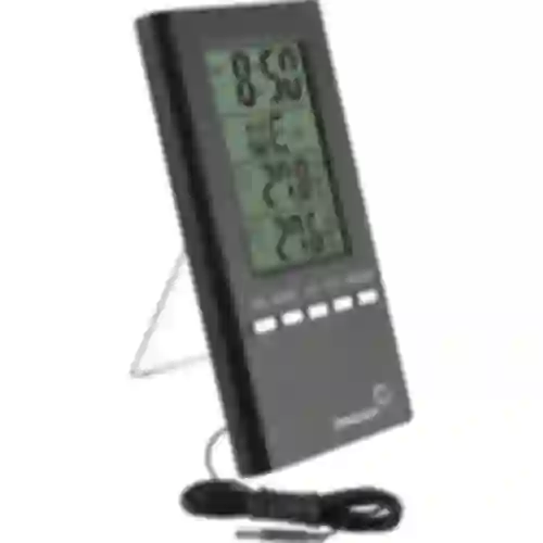 Thermometer mit Uhr - schwarz