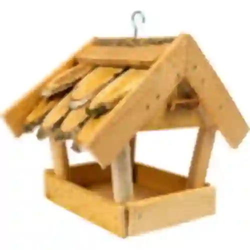 Vogelfutterhaus - aus Holz mit Schindeln bedeckt