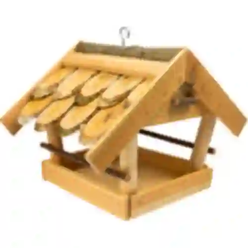 Vogelfutterhaus - aus Holz mit Schindeln bedeckt