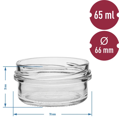 TO-Glas, 65 ml mit Schraubverschluss Ø 66, 6 St. - 6 ['Glas', ' 65 ml', ' fi66']