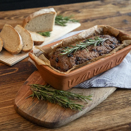 Tonbräter 2 L - 6 ['zum Braten von Fleisch', ' zum Backen von Brot', ' Tontopf', ' Backen ohne Anbrennen', ' fettfrei kochen', ' gesund kochen', ' als Geschenk', ' zum Muttertag', ' für Kuchen']