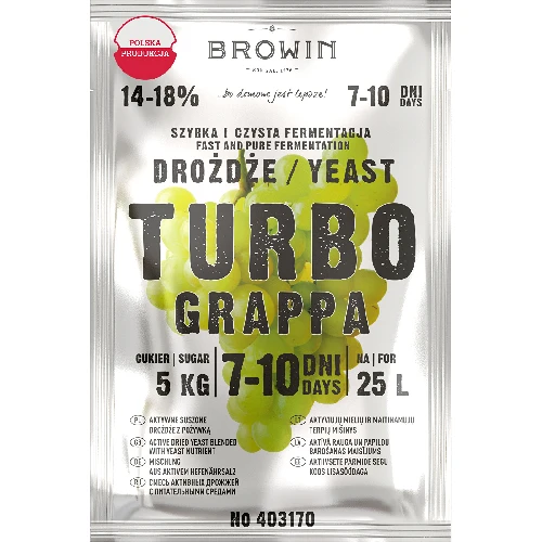 Turbo-Hefe GRAPPA, 120 g  - 1 ['Hefe für Alkohol', ' Hefe für Spiritus', ' Hefe für Mondschein', ' Hefe für Samogon', ' Mondschein', ' Samogon', ' Mondschein']