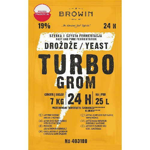 Turbo-Hefe Grom 24h, 180 g  - 1 ['Hefe für Alkohol', ' Hefe für Spiritus', ' Hefe für Mondschein', ' Hefe für Samogon', ' Mondschein', ' Samogon', ' Mondschein']