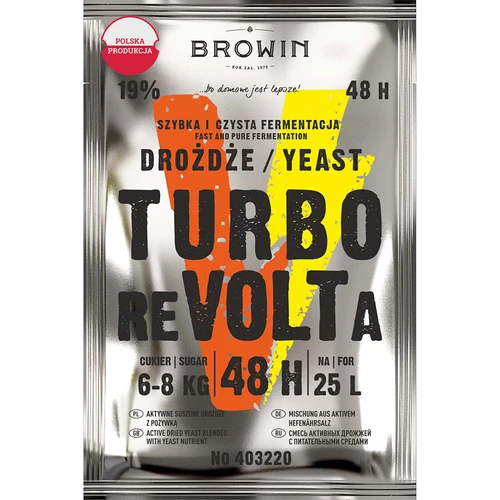 Turbo-Hefe ReVOLTa 48h  - 1 ['für Zuckereinstellungen', ' zu Hause bleiben', ' technische Spirituose', ' schnelle Gärung', ' hoher Alkoholgehalt', ' Turbohefe']