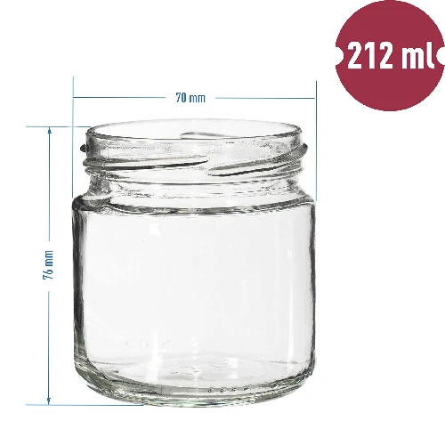 Twist-Off-Glas 212 ml, Ø 66 - 12 St. - 7 ['200-ml-Glas', ' 212-ml-Glas', ' Glasgefäße', ' Gläschen', ' kleine Gläser', ' Gläser mit Schraubverschluss', ' Einmachgläser', ' Marmeladengläser', ' Glas Schraubverschlüsse Obst', ' Gewürzgläser', ' Konfitürengläser']