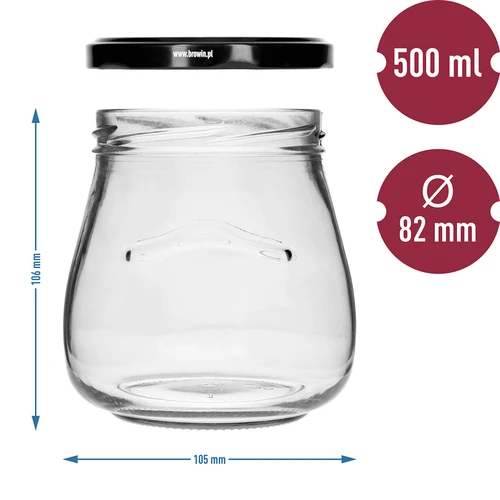 Twist-Off-Glas 500 ml „Umgedrehte Amphore“ mit schwarzem Schraubverschluss fi82/6, 6 St. - 9 ['Glas', ' Glas Amphore', ' Glas 500 ml', ' Gläserset', ' Gläser aus Glas', ' Gläser für Einmachprodukte', ' Gläser für Kosmetika', ' Gläser 6 Stück', ' Glas aus Glas', ' Gläser für Marmeladen', ' Gläser für Konfitüren', ' Gläser für Einmachprodukte aus Fleisch', ' Gläser für Kosmetika']