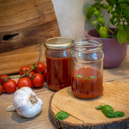 Twist-offs Glas 300 ml mit goldenem Schraubverschluss Durchmesser 66 - 6 Stück - 8 ['Einmachgläser', ' Marmeladengläser', ' Kompottgläser', ' Einmachgläser für Pilze', ' Einmachgläser für Gemüsesalat']