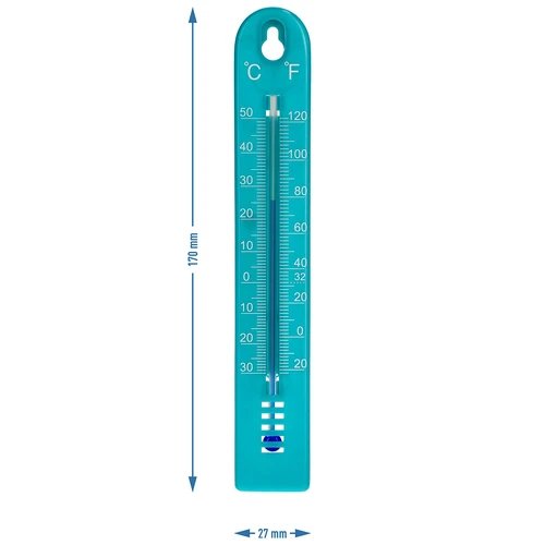 Universal-Thermometer, blau (-30°C bis +50°C) 17cm - 4 ['Thermometer', ' Universalthermometer', ' Kunststoffthermometer', ' Thermometer mit lesbarer Skala', ' Thermometer mit doppelter Skala', ' Thermometer für Räume mit hoher Luftfeuchtigkeit']