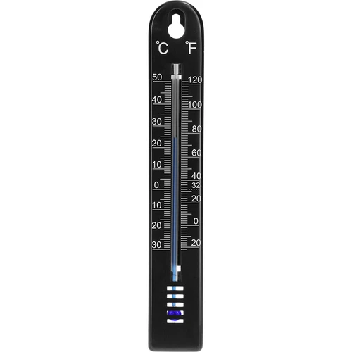 Universal-Thermometer, schwarz(-30°C bis +50°C) 17cm  - 1 ['Thermometer', ' Universalthermometer', ' Kunststoffthermometer', ' Thermometer mit lesbarer Skala', ' Thermometer mit doppelter Skala', ' Thermometer für Räume mit hoher Luftfeuchtigkeit']