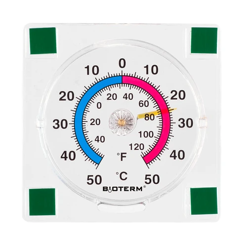 Universal-Thermometer transparente, selbstklebend (-50°C bis +50°C)  - 1 ['Universalthermometer', ' selbstklebendes Thermometer', ' Raumthermometer', ' Heimthermometer', ' Thermometer', ' Thermometer mit lesbarer Skala', ' Thermometer aus Kunststoff', ' Thermometer für Scheibe']