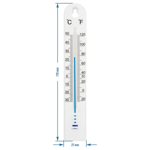 Universal-Thermometer, Weiß (-30°C bis +50°C) 17cm - 2 ['Thermometer', ' Universalthermometer', ' Kunststoffthermometer', ' Thermometer mit lesbarer Skala', ' Thermometer mit doppelter Skala', ' Thermometer für Räume mit hoher Luftfeuchtigkeit']