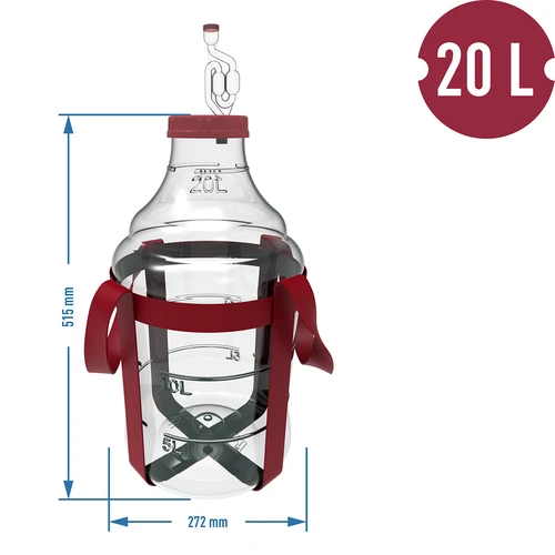 Weinballon, unzerbrechlicher Ballon mit Tragegurten - 20 L - 6 ['Weinballon', ' Bruchsicherer Ballon', ' 20 l Ballon', ' Bierbehälter', ' Bierballon', ' Fermenter', ' Gärfähig', ' Weithalsballon', ' Ballonhalter']