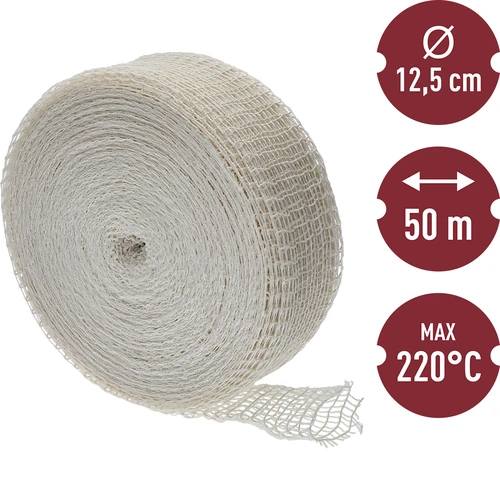 Weißes Räuchernetz 12,5 cm x 50 m bis 220°C - 3 ['Fleischnetz', ' Fleischnetz zum Räuchern', ' Fleischnetz zum Dämpfen', ' Fleischnetz zum Backen', ' langlebiges Fleischnetz', ' für hausgemachtes Fleisch', ' für Schinken', ' für Schinken']