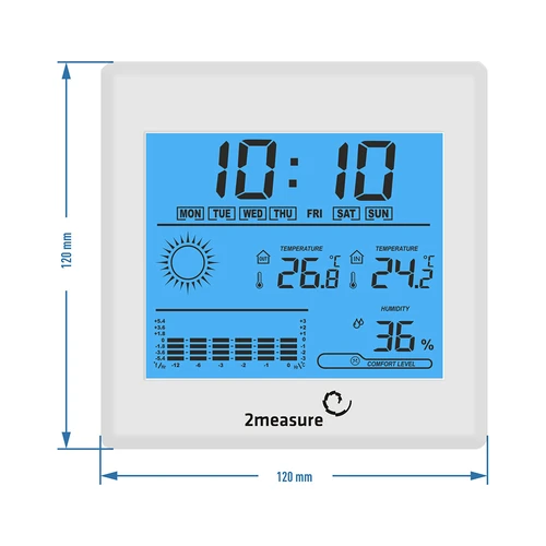 Wetterstation – Elektronisches, Beleuchtet, Sonde, weiß - 7 ['Wetterstation mit Sonde', ' Thermometer-Hygrometer', ' Multifunktions-Wetterstation', ' zur Temperaturmessung', ' mit Uhr', ' beleuchtetes Display', ' Mini-Max-Speicher', ' Luftfeuchtigkeitsmessung', ' Browin']