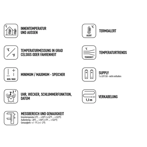 Wetterstation – Elektronisches, Sonde, weiß - 2 ['Temperatur', ' Umgebungstemperatur', ' Temperaturkontrolle', ' Innenthermometer', ' Außenthermometer', ' Thermometer für Außen']