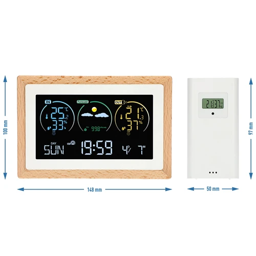 Wetterstation (RCC, DCF) - elektronisch, drahtlos, beleuchtet, Sensor, weiß - 14 ['drahtlose Wetterstation', ' Außen- und Innentemperaturmessung', ' Luftfeuchtigkeitsmessung', ' Wetterstation mit Kalender', ' Wetterstation mit Wecker', ' präzise Wetterstation', ' Wetterstation', ' elektronische Wetterstation', ' universelle Wetterstation', ' ideales Wettermessgerät']