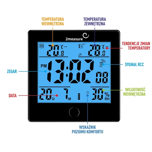 Wetterstation RCC, DCF – Elektronisches, Kabellose, Beleuchtet, Sensor, schwarz - 6 ['Wetterstation', ' Haus-Wetterstation', ' Temperatur', ' Umgebungstemperatur', ' Temperaturüberwachung', ' Elektrothermometer', ' Thermometer mit Sensor', ' Innenthermometer', ' Außenthermometer', ' Thermometer für Außen', ' Feuchtigkeitsmesser']