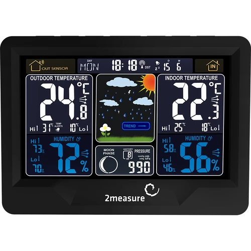 Wetterstation RCC, DCF – Elektronisches, Kabellose, Beleuchtet, Sensor, schwarz - 3 ['kabellose Wetterstation', ' Wetterstation', ' kabelloser Sensor', ' Luftdruckmessung', ' Feuchtigkeitsmessung', ' Wetterstation']