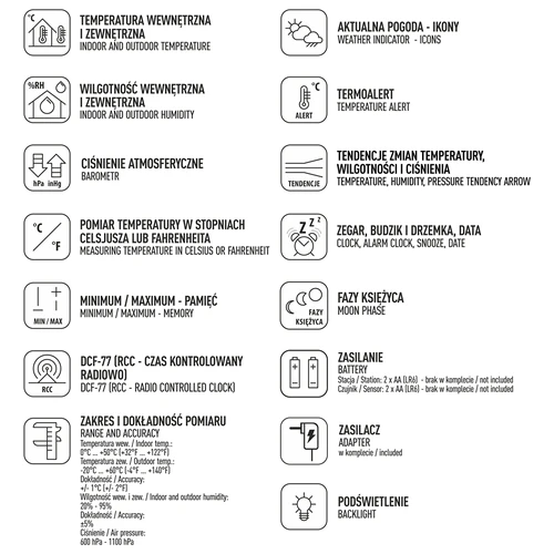 Wetterstation RCC, DCF – Elektronisches, Kabellose, Beleuchtet, Sensor, schwarz - 11 ['kabellose Wetterstation', ' Wetterstation', ' kabelloser Sensor', ' Luftdruckmessung', ' Feuchtigkeitsmessung', ' Wetterstation']