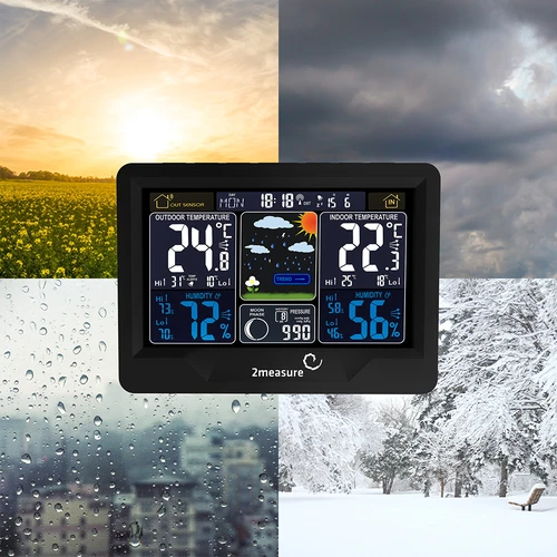 Wetterstation RCC, DCF – Elektronisches, Kabellose, Beleuchtet, Sensor, schwarz - 19 ['kabellose Wetterstation', ' Wetterstation', ' kabelloser Sensor', ' Luftdruckmessung', ' Feuchtigkeitsmessung', ' Wetterstation']