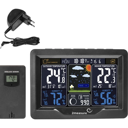 Wetterstation RCC, DCF – Elektronisches, Kabellose, Beleuchtet, Sensor, schwarz - 2 ['kabellose Wetterstation', ' Wetterstation', ' kabelloser Sensor', ' Luftdruckmessung', ' Feuchtigkeitsmessung', ' Wetterstation']