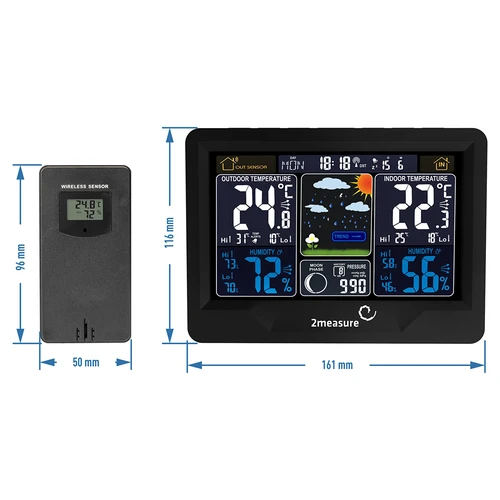 Wetterstation RCC, DCF – Elektronisches, Kabellose, Beleuchtet, Sensor, schwarz - 12 ['kabellose Wetterstation', ' Wetterstation', ' kabelloser Sensor', ' Luftdruckmessung', ' Feuchtigkeitsmessung', ' Wetterstation']