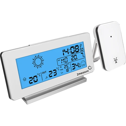 Wetterstation RCC, DCF – Elektronisches, Kabellose, Beleuchtet, Sensor, weiß - 2 ['Wetterstation', ' Haus-Wetterstation', ' Temperatur', ' Umgebungstemperatur', ' Temperaturüberwachung', ' Elektrothermometer', ' Thermometer mit Sensor', ' Innenthermometer', ' Außenthermometer', ' Thermometer für Außen', ' Wetterstation']